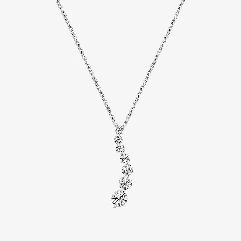 Yes, Please! Womens Lab Created White Sapphire Sterling Silver 18 Inch Pendant Necklace