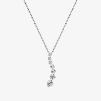 Yes, Please! Womens Lab Created White Sapphire Sterling Silver 18 Inch Pendant Necklace