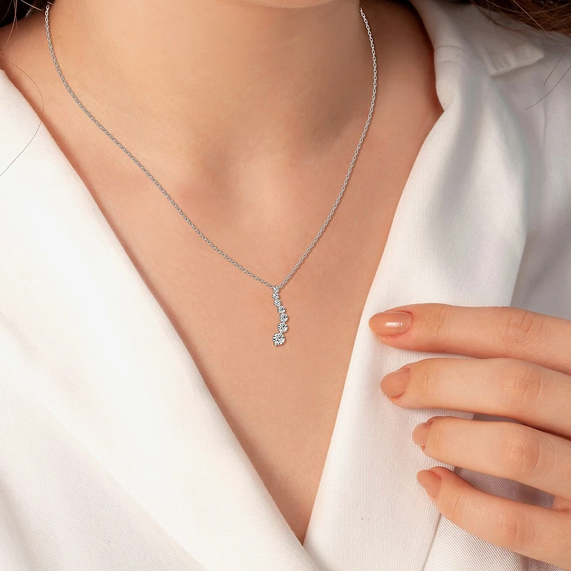 Yes, Please! Womens Lab Created White Sapphire Sterling Silver 18 Inch Pendant Necklace