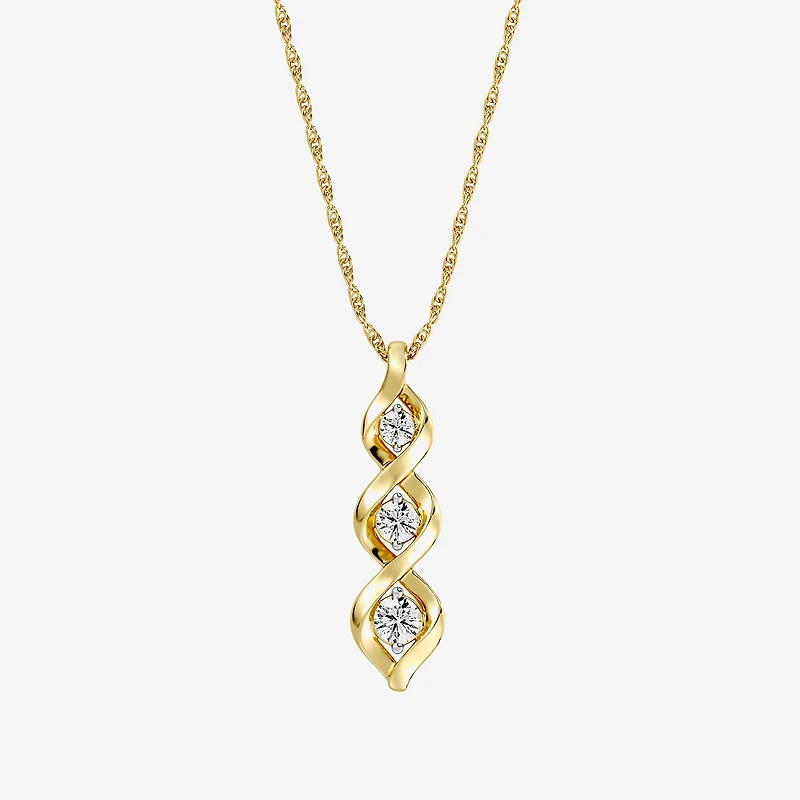 Yes, Please! Womens Lab Created White Sapphire 14K Gold Over Silver 18 Inch Pendant Necklace