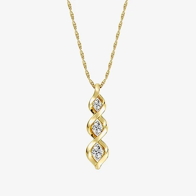 Yes, Please! Womens Lab Created White Sapphire 14K Gold Over Silver 18 Inch Pendant Necklace
