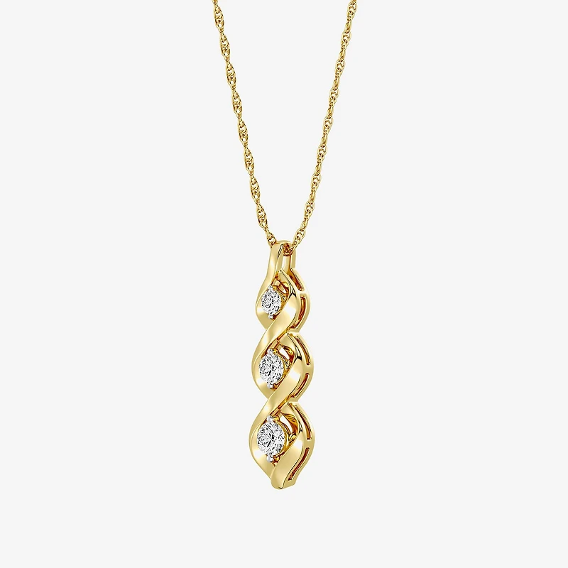 Yes, Please! Womens Lab Created White Sapphire 14K Gold Over Silver 18 Inch Pendant Necklace