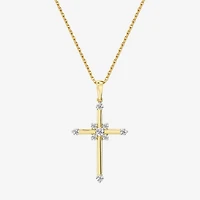 Yes, Please! (G/Si1-Si2) Womens 1/4 CT. T.W. Lab Grown White Diamond 14K Gold Over Silver Cross Pendant