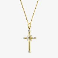Yes, Please! (G/Si1-Si2) Womens 1/4 CT. T.W. Lab Grown White Diamond 14K Gold Over Silver Cross Pendant