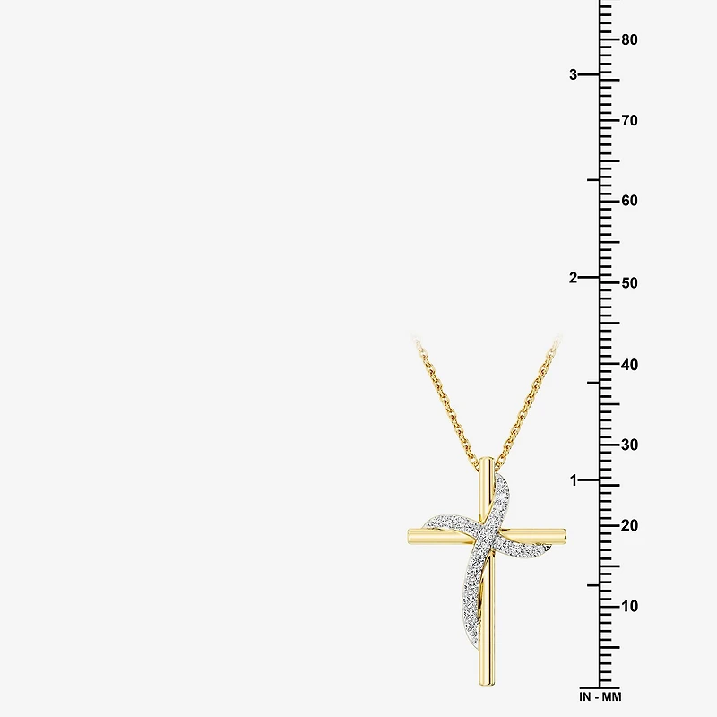 Yes, Please! (G, Si1-Si2) Womens 1/4 CT. T.W. Lab Grown White Diamond 14K Gold Over Silver Cross 18 Inch Pendant Necklace