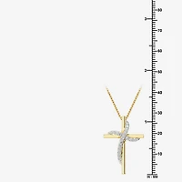 Yes, Please! (G, Si1-Si2) Womens 1/4 CT. T.W. Lab Grown White Diamond 14K Gold Over Silver Cross 18 Inch Pendant Necklace