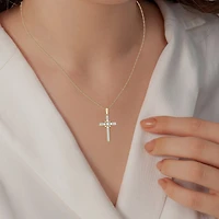 Yes, Please!, (G/I2) Womens 1/10 CT. T.W. Lab Grown White Diamond 14K Gold Over Silver Cross 18 Inch Pendant Necklace