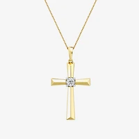 Yes, Please! (G, I2) Womens 1/10 CT. T.W. Lab Grown White Diamond 14K Gold Over Silver Cross 18 Inch Pendant Necklace