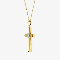 Yes, Please! (G, I2) Womens 1/10 CT. T.W. Lab Grown White Diamond 14K Gold Over Silver Cross 18 Inch Pendant Necklace
