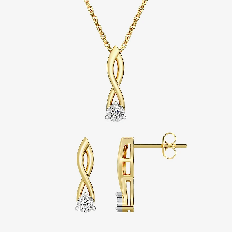 Yes, Please!, (G,I2) Womens 1/10 CT. T.W. Lab Grown White Diamond 14K Gold Over Silver 2-pc. Jewelry Set