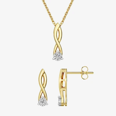 Yes, Please!, (G,I2) Womens 1/10 CT. T.W. Lab Grown White Diamond 14K Gold Over Silver 2-pc. Jewelry Set