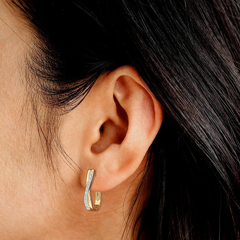 Yes, Please!, (G/I2) Womens 1/10 CT. T.W. Lab Grown White Diamond 14K Gold Over Silver 2 Pair Earring Set