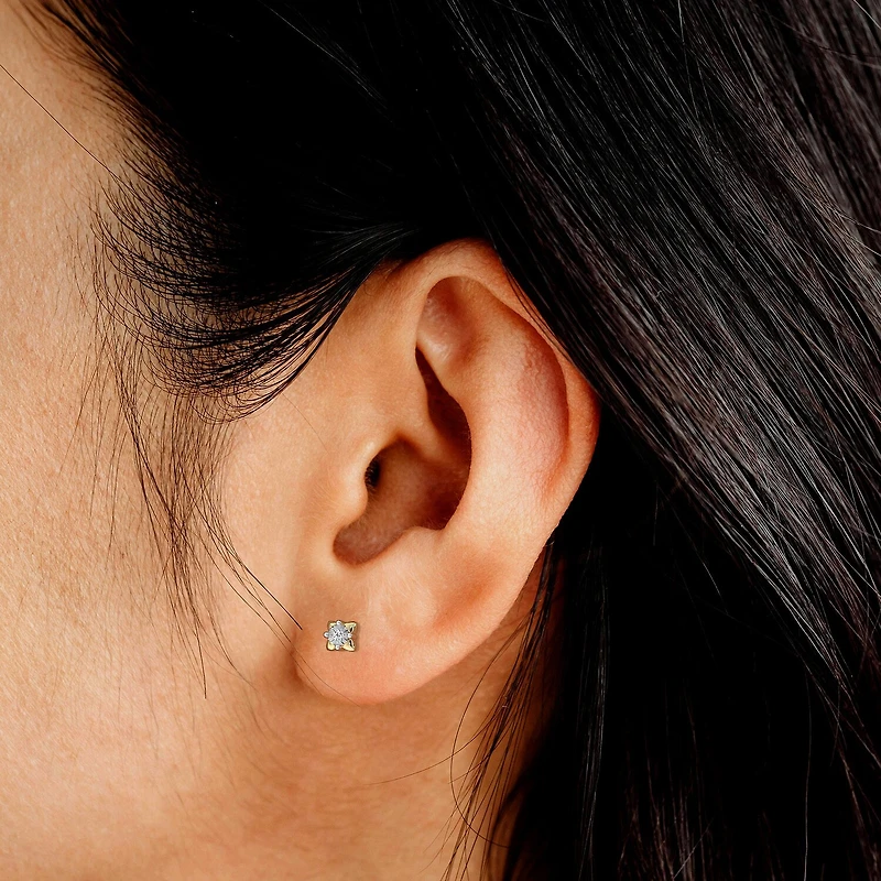 Yes, Please!, (G/I2) Womens 1/10 CT. T.W. Lab Grown White Diamond 14K Gold Over Silver 2 Pair Earring Set