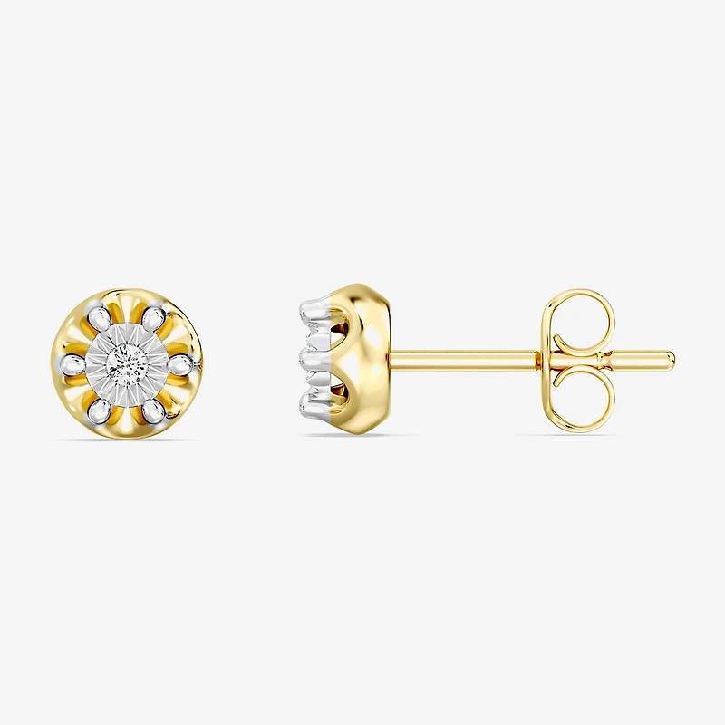Yes, Please!, (G,I2) Womens 1/10 CT. T.W. Lab Grown White Diamond 14K Gold Over Silver Round 2 Pair Earring Set