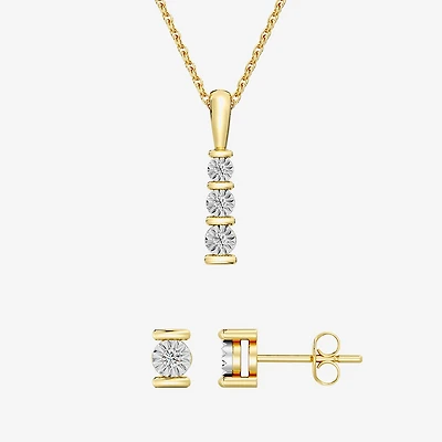Yes, Please!, (G/I2) Womens 1/10 CT. T.W. Lab Grown White Diamond 14K Gold Over Silver 2-pc. Jewelry Set