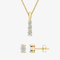 Yes, Please!, (G/I2) Womens 1/10 CT. T.W. Lab Grown White Diamond 14K Gold Over Silver 2-pc. Jewelry Set