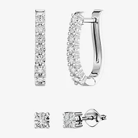 Yes, Please!, (G/I2) Womens 1/10 CT. T.W. Lab Grown White Diamond Sterling Silver Round 2 Pair Earring Set