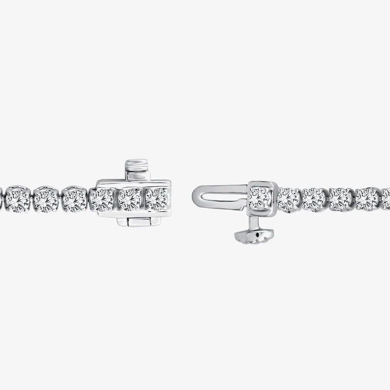 (F, Si2) Womens 3 3/8 Ct. T.W. Lab Grown White Diamond Sterling Silver Round 8 Inch Tennis Bracelet