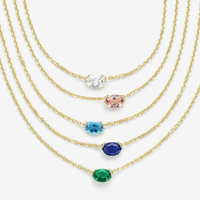 Gemstone 14K Gold Over Silver Oval 17.5 Inch Pendant Necklace