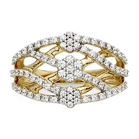 Diamond Blossom 1/2 CT.T.W. Natural Criss-Cross Ring