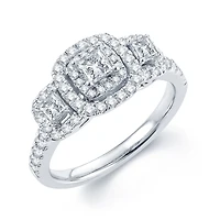 Modern Bride® Signature 1 CT.T.W. Natural Diamond 14K White Gold 3-Stone Princess-Cut Ring
