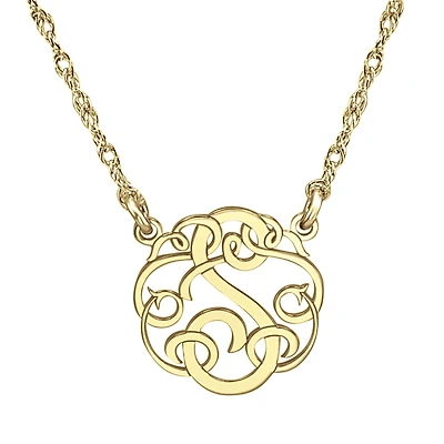 Personalized 15mm Ribbon-Style Initial Pendant Necklace