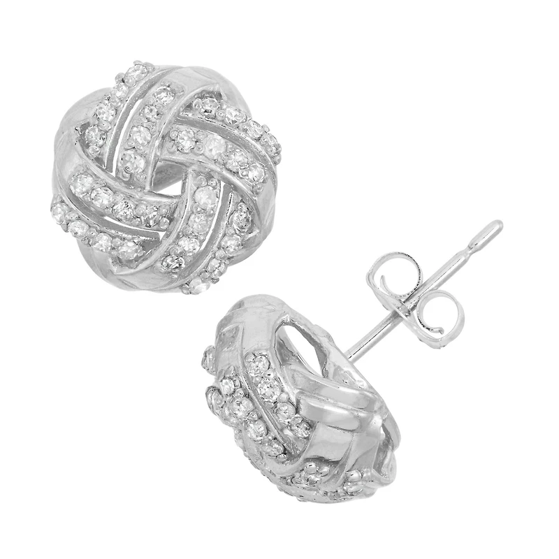1/3 CT. T.W. Natural White Diamond 10K Gold 8.4mm Knot Stud Earrings