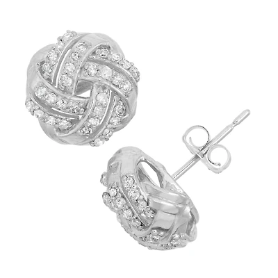 1/3 CT. T.W. Natural White Diamond 10K Gold 8.4mm Knot Stud Earrings