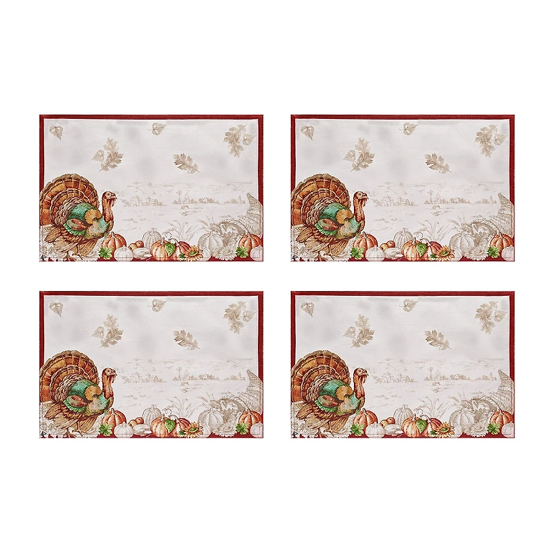 Threadmade Holiday Turkey Set 4-pc. Placemat