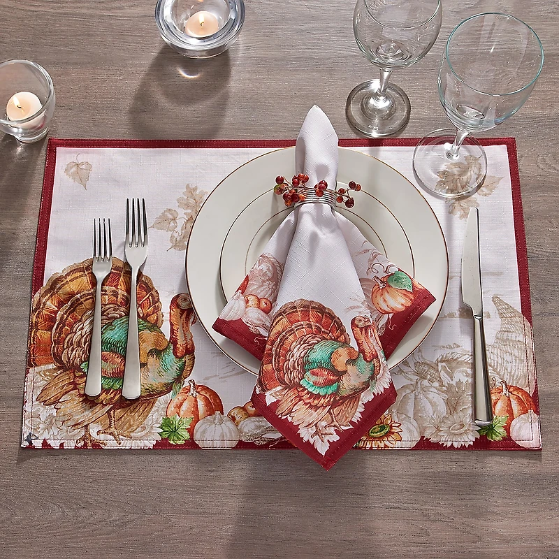 Threadmade Holiday Turkey Set 4-pc. Placemat