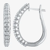 Womens 1 CT. T.W. Natural White Diamond 14K Gold 24.9mm Hoop Earrings