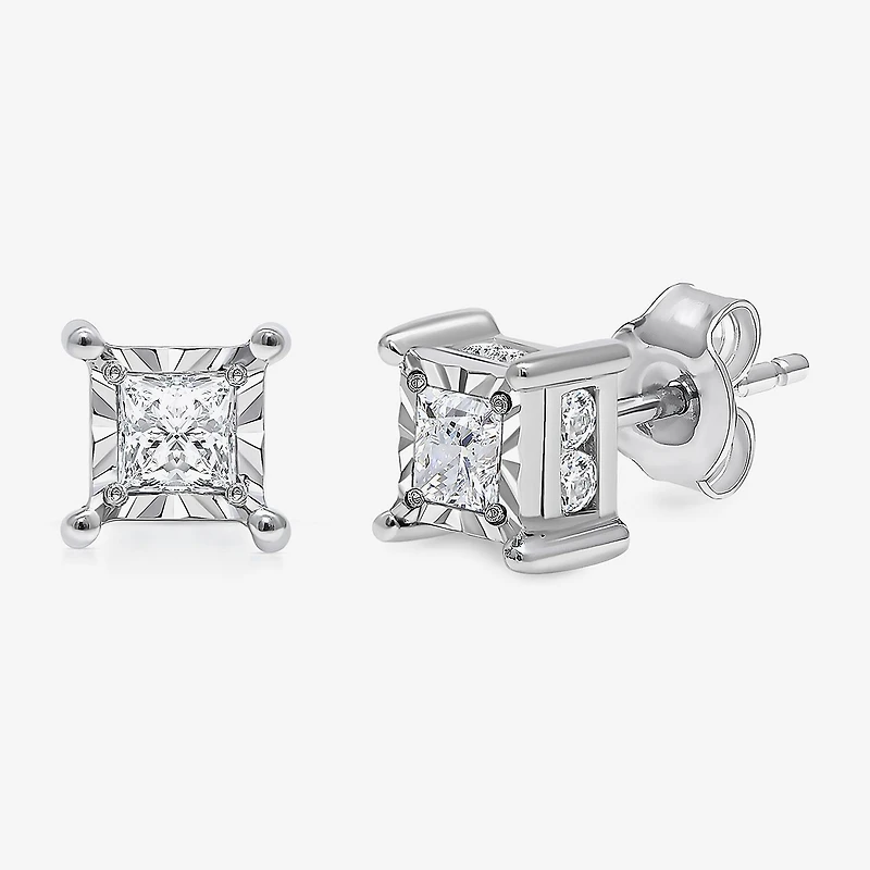 I / I1) 1 CT. T.W. Lab Grown White Diamond 10K Gold Stud Earrings