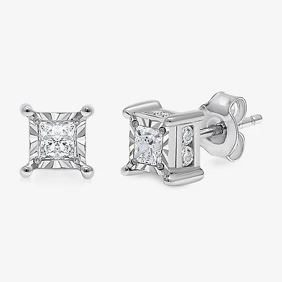 I / I1) 1 CT. T.W. Lab Grown White Diamond 10K Gold Stud Earrings