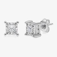 I / I1) 1 CT. T.W. Lab Grown White Diamond 10K Gold Stud Earrings