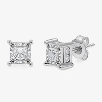 I / I1) 1 CT. T.W. Lab Grown White Diamond 10K Gold Stud Earrings