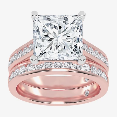 (G-H / Vs2-Si1) Womens 6 CT. T.W. Lab Grown White Diamond 14K Gold Side Stone Bridal Set