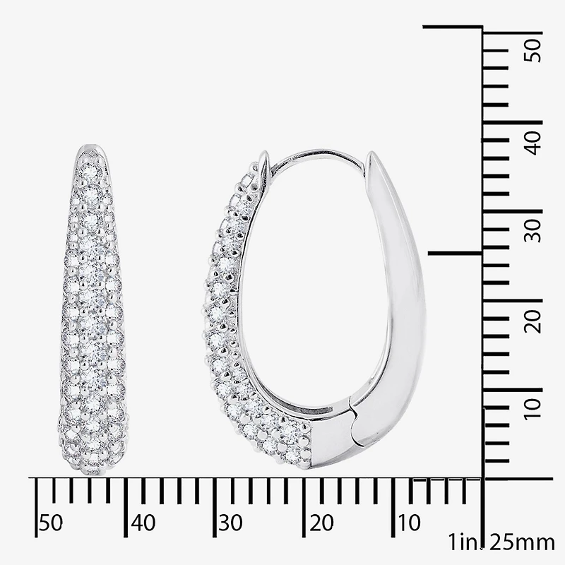 Diamonart Womens Cubic Zirconia Sterling Silver 39.7mm Oval Hoop Earrings