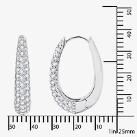 Diamonart Womens Cubic Zirconia Sterling Silver 39.7mm Oval Hoop Earrings