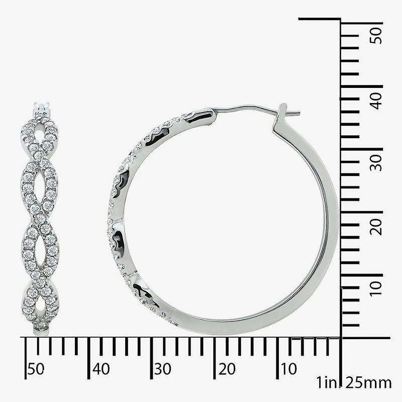 Diamonart Womens Cubic Zirconia Sterling Silver 18.5mm Oval Hoop Earrings