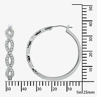 Diamonart Womens Cubic Zirconia Sterling Silver 18.5mm Oval Hoop Earrings