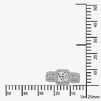 Diamonart Womens Cubic Zirconia Sterling Silver Side Stone Engagement Ring