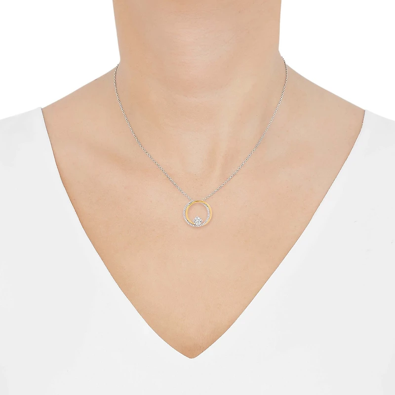 DiamonArt® White Cubic Zirconia 14K Gold Over Silver Round 2-pc. Jewelry Set
