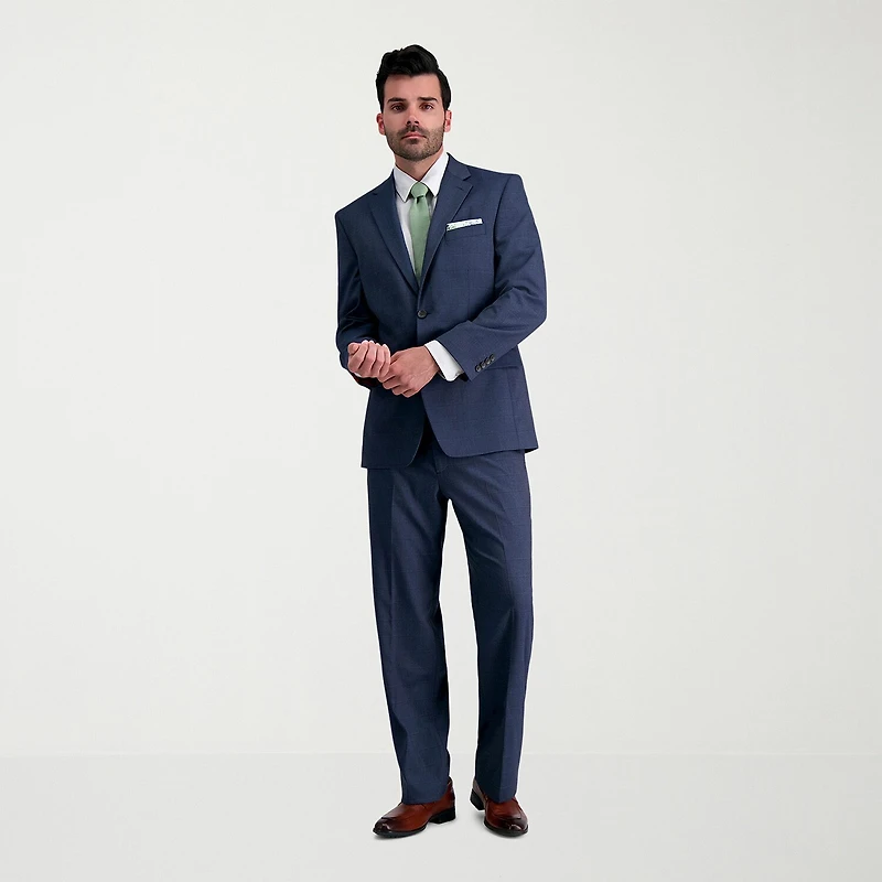Haggar JMH Sharkskin Mens Stretch Fabric Classic Fit Windowpane Flat Front Suit Pant