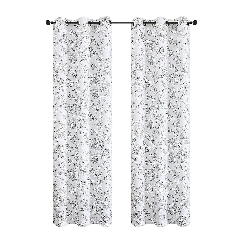 Regal Home Kelvis Printed Grommet Top Energy Saving Blackout Set of 2 Curtain Panel