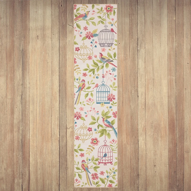 Covington Home Florentina Botanical Bird Cages 24"X96" Indoor Outdoor Rectangular Runner
