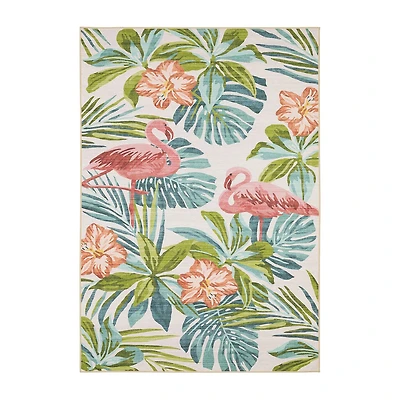 Covington Home Florentina Tropical Flamingo Indoor Outdoor Rectangular Area Rug