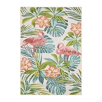 Covington Home Florentina Tropical Flamingo Indoor Outdoor Rectangular Area Rug