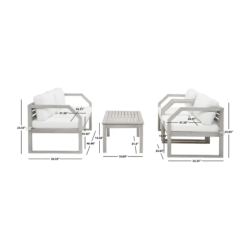 Safavieh Dren Collection 4-pc. Conversation Set Weather Resistant