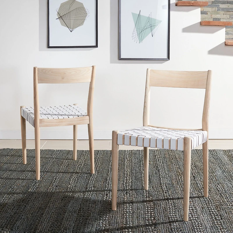 Eluned Dining Chair with Basket Woven Seat - Set of 2