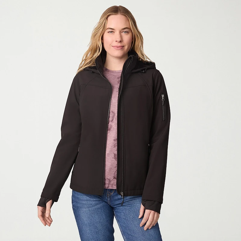 Free Country Womens Hooded Water Resistant Midweight Softshell Jacket